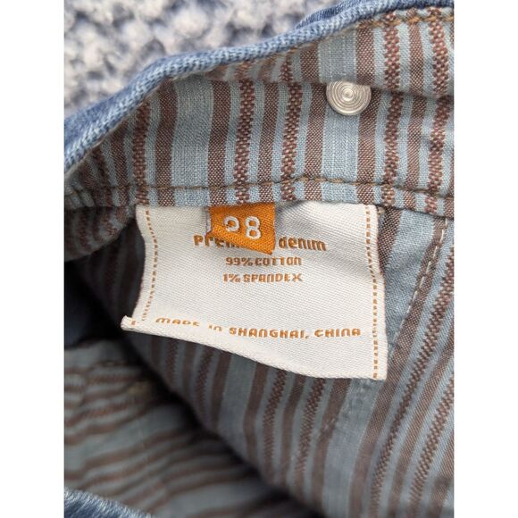 Anthropologie Stephenson Denim Finery Wide Leg Capris Size 28 Bohemian Y2K Blue - Picture 9 of 12